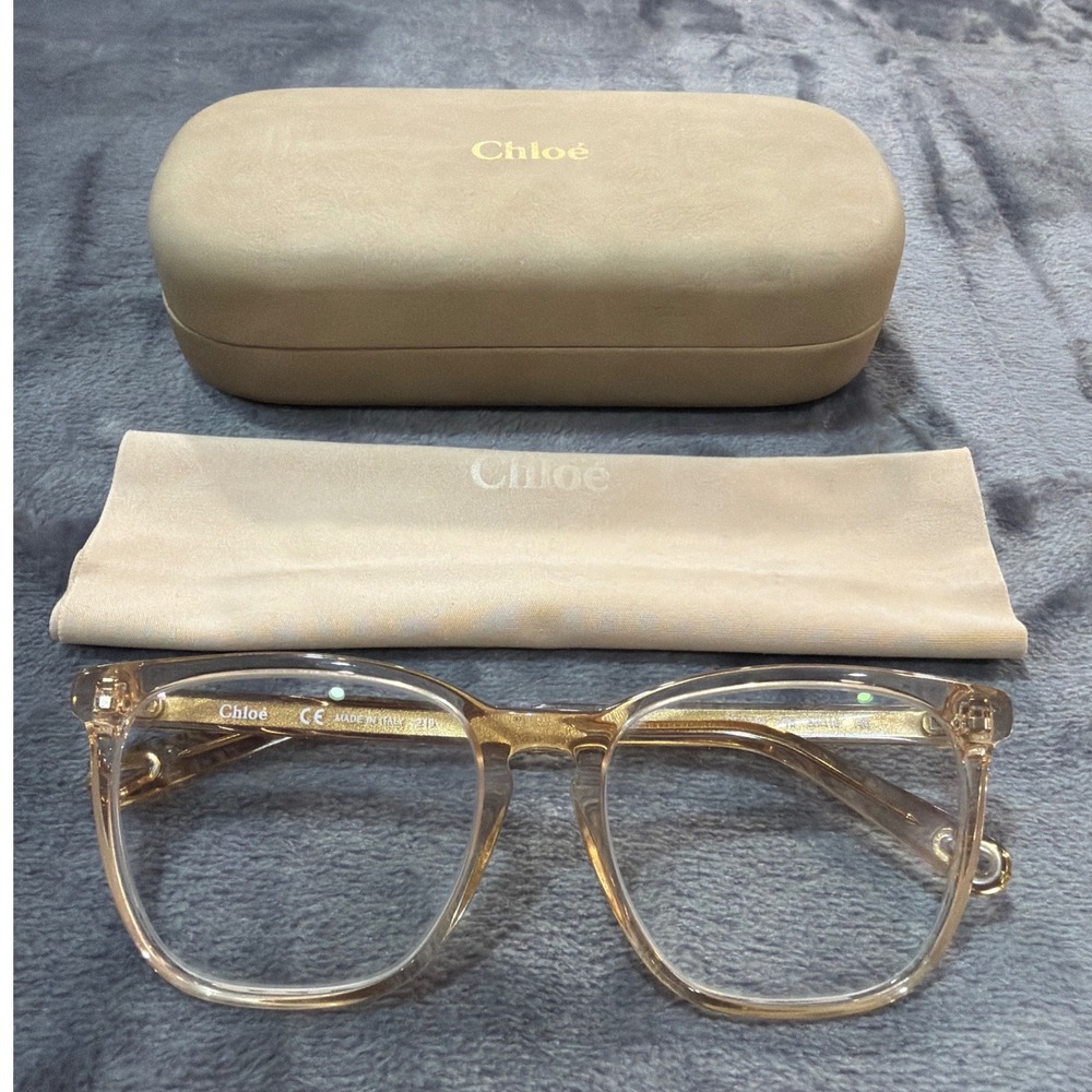 Chloe Eyeglasses Womens Honey Transparent Gold Square CE2740 53-16-140